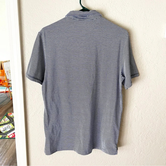 Vineyard Vines Shirt Men's Small Edgartown Polo in Navy Blue Stripe Pima Cotton - Picture 2 of 7